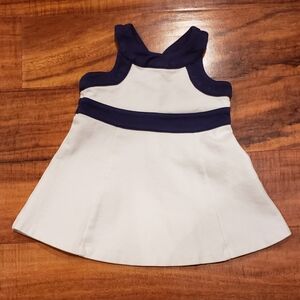 Janie and Jack EUC 12-18 months ivory and navy cross back ponte dress